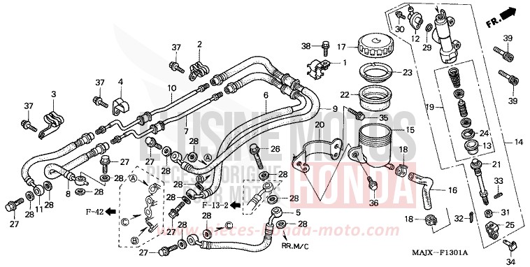 RR. BRAKE MASTER CYLINDER (ST1100A) for Pan-European ABS CANDY GRACEFUL RED-U (R151) from 2000